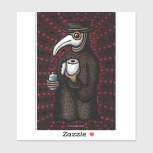Funny Plague Doctor mit Toilettenpapier Aufkleber