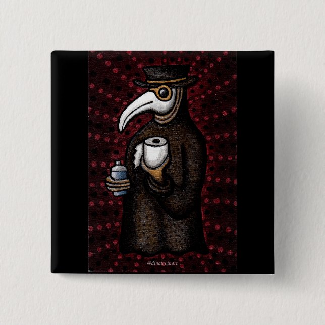 Funny Plague Doctor mit Toilettenpapier Button (Vorderseite)