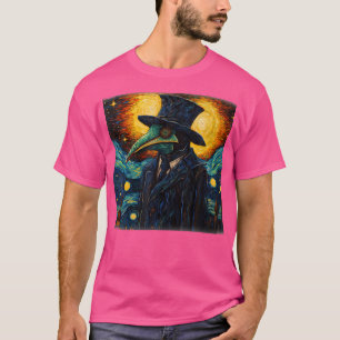 Funny Plague Doctor Starry Night Van Gogh Leeches T-Shirt