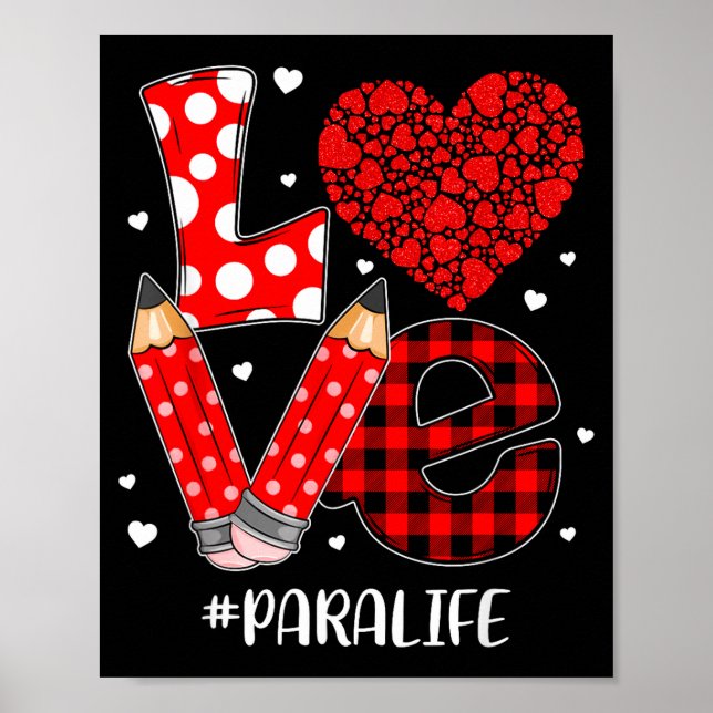 Funny Plaid Heart Love Para Life Valentine Day Chr Poster (Vorne)
