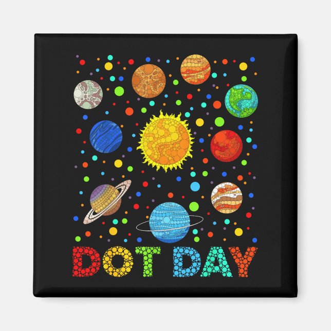 Funny Planets Polka Dot Happy Dot Day Art Student  Magnet (Vorne)