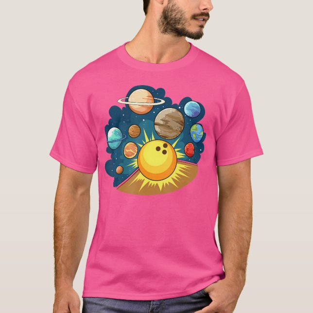 Funny Planets Skittles Bowling für Bowler T-Shirt (Vorderseite)