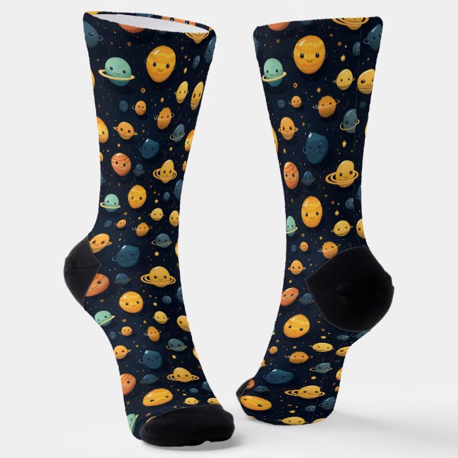 Funny Planets Space Pattern Socken (Gewinkelt)