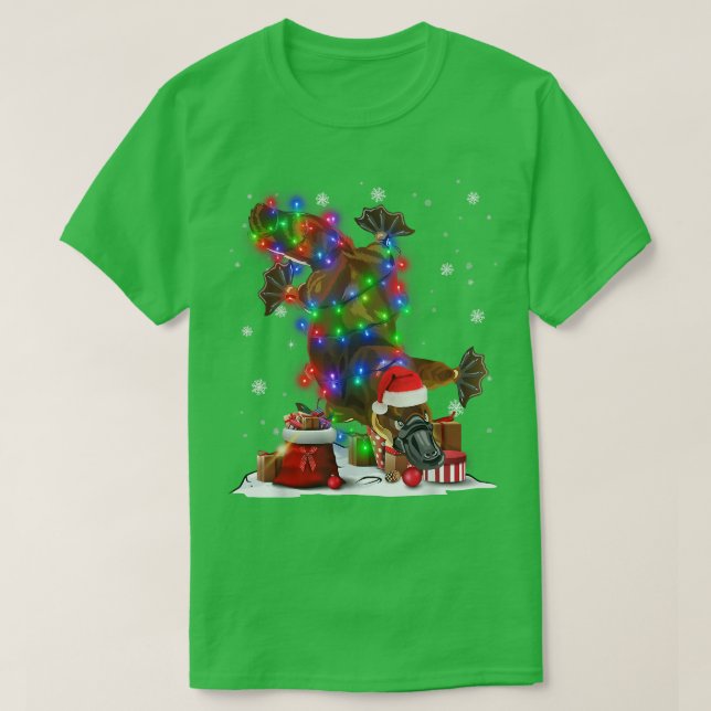 Funny Platypus Tree Weihnachtsbeleuchtung Xmas Paj T-Shirt (Design vorne)