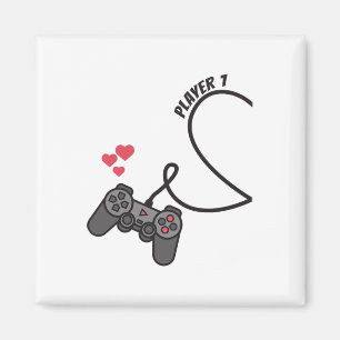 Funny Player 1 Spieler 2 Matching Gamer Couple Ihn Magnet