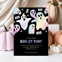 Funny Playful Boo! Farbiges Ghost-Halloween-Party Einladung
