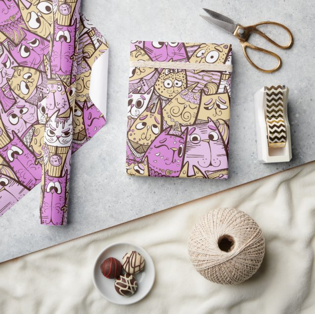 Funny Playful Cats Geschenkpapier (Kunsthandwerk)