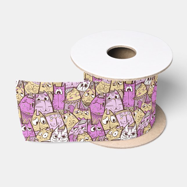 Funny Playful Cats Satinband (Spule)