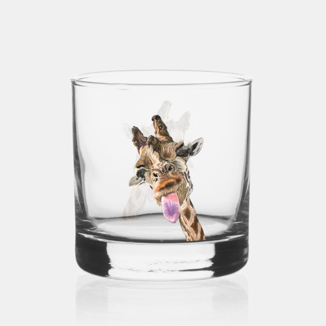 Funny Playful Giraffe Whiskyglas (Vorderseite)