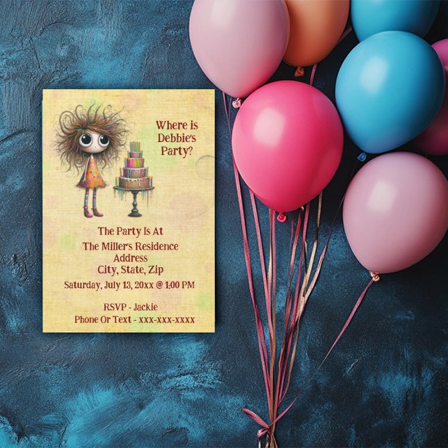 Funny & Playful Whimsical Birthday Girl Einladung (Von Creator hochgeladen)