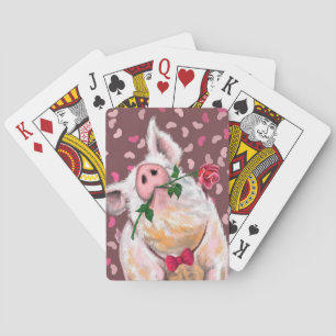 Funny Playing Cards mit Gentleman Pig - Romantik Spielkarten