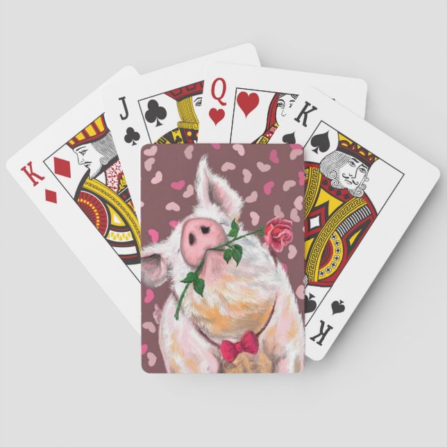 Funny Playing Cards mit Gentleman Pig - Romantik Spielkarten (Rückseite)