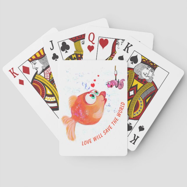 Funny Playing Cards mit Happy Fish and Worm Spielkarten (Rückseite)