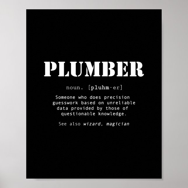 Funny Plumber Gift - Wörterbuchdefinition Poster (Vorne)