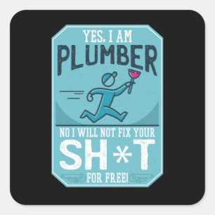 Funny Plumber Quadratischer Aufkleber