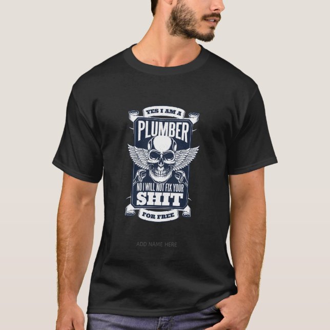 Funny Plumber Quote Gag Skull Tattoo - Fehler behe T-Shirt (Vorderseite)