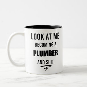 Funny Plumber T - Shirt Plumber Gift Plumbing Shir Zweifarbige Tasse
