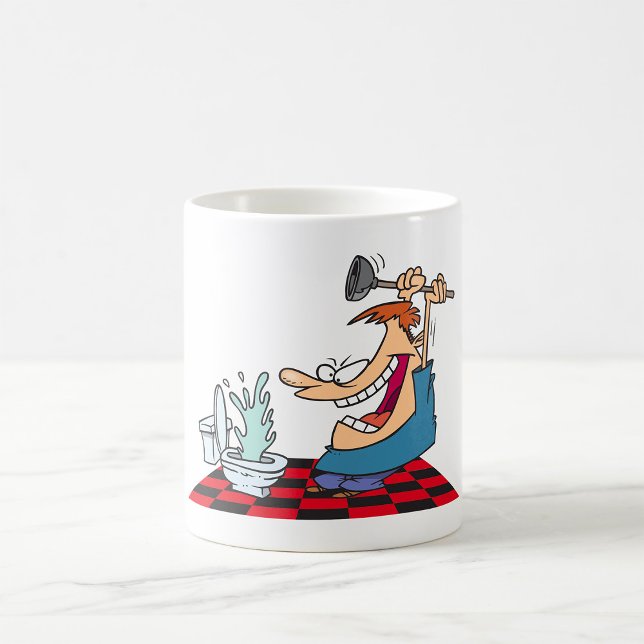 Funny Plumber with Toilet Plunge Humor Kaffeetasse (Von Creator hochgeladen)