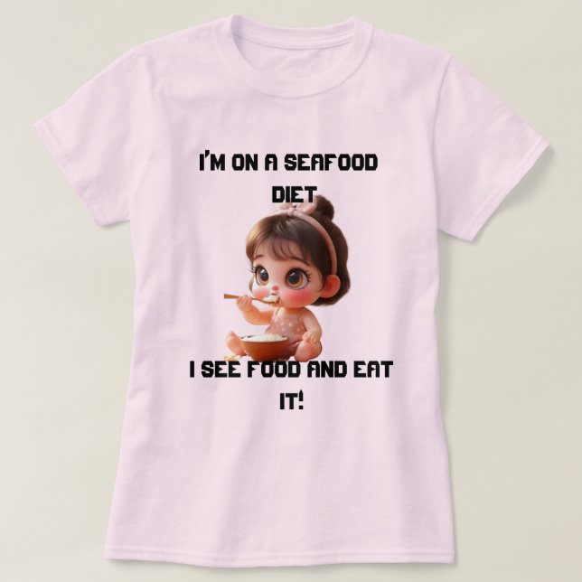 Funny Plus T - Shirt | Ich sehe Essen und Essen (Design vorne)