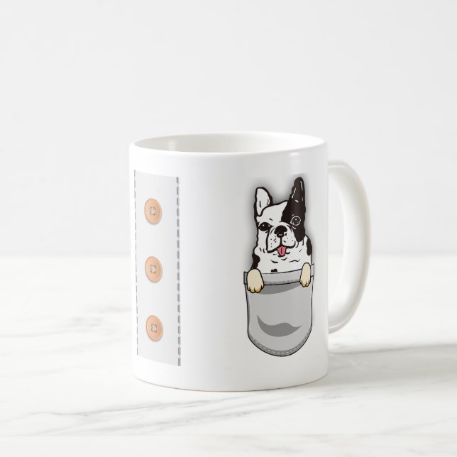 Funny Pocket French Bulldog Rasse Lover Hunde Pers Kaffeetasse (VorderseiteRechts)