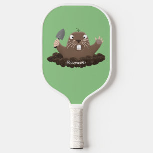Funny pocket gopher digging cartoon illustration pickleball schläger