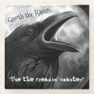 Funny Poe Black Raven Bird Halloween-Party Freakin Glasuntersetzer