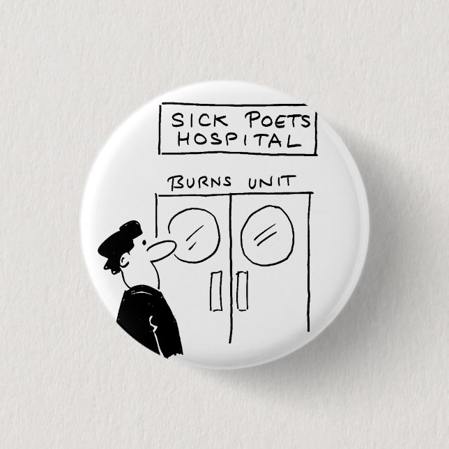 Funny Poet Hospital Cartoon Button (Vorderseite)