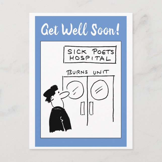 Funny Poet Hospital Cartoon Postkarte (Vorderseite)