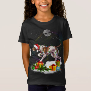 Funny Pointer Dog Weihnachtslicht Weihnachtsmannmü T-Shirt