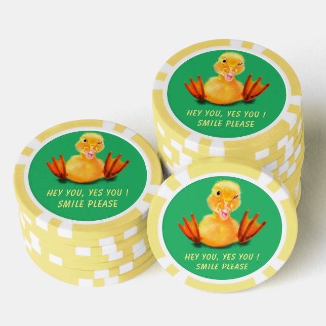 Funny Poker Chips Happy Playful Duck - Lächeln (Stapel)