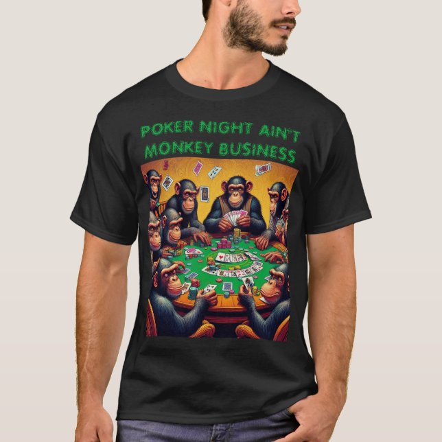 Funny 'Poker Night' Chimp T-Shirt (Vorderseite)