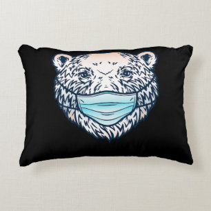 Funny Polar Bär trägt ein Gesichtsmaske Tier Lover Dekokissen