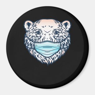 Funny Polar Bär trägt ein Gesichtsmaske Tier Lover Magnet