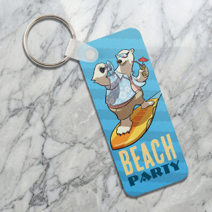 Funny Polar Bear Beach Party Summer Surfer Cartoon Schlüsselanhänger