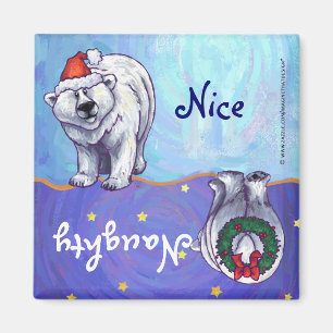 Funny Polar Bear Naughty Nice Holiday Magnet