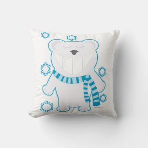Funny Polar Molar Bär mit Scarf Cartoon Design Kissen