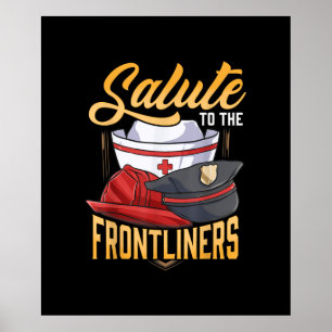 Funny Police Firefighter Frontliner Nurse Geschenk Poster