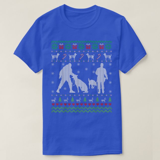 Funny Police K9 Hund Ugly Christmas Sweater Gesche T-Shirt (Design vorne)