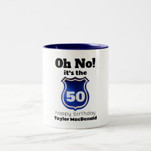 Funny Police Officer Abzeichen 50. Geburtstag Zweifarbige Tasse