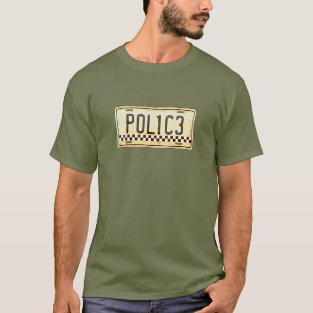 Funny Police Officer Autopaplate Grafik T-Shirt (Vorderseite)