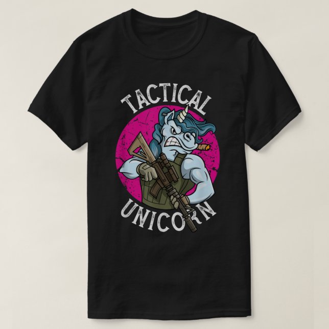 Funny Police Tactical Unicorn for Military Law Enf T-Shirt (Design vorne)