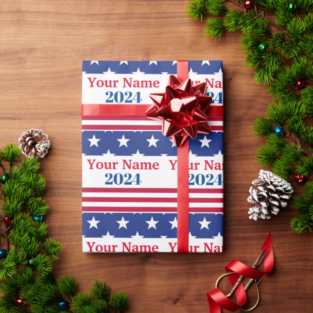 Funny Political 2024 American Flag Patriotic Geschenkpapier (Feiertagsgeschenk)