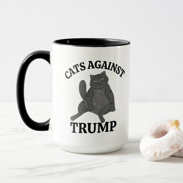 Funny Political Cat Feminist Anti-Trump Coffee Tasse (Mit Donut)