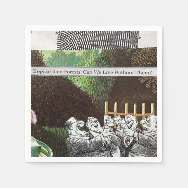 Funny Political Joest Forest Climate Change Satire Serviette (Vorderseite)