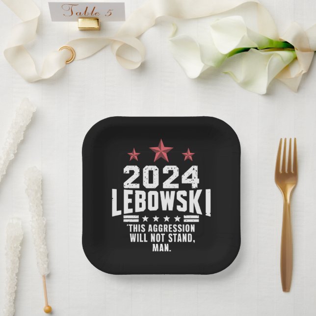 Funny Political Lebowski Wahl 2024 Pappteller (Hochzeit)