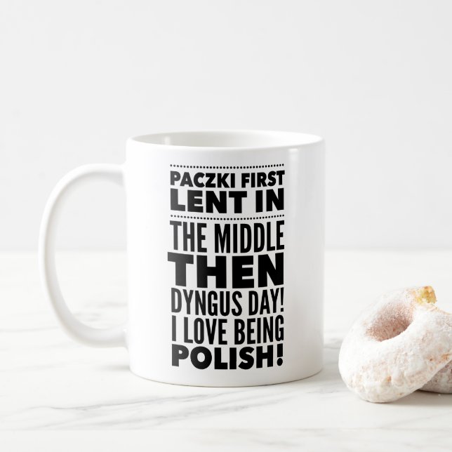 Funny Polnisch Tasse, Paczki First Kaffeetasse (Mit Donut)