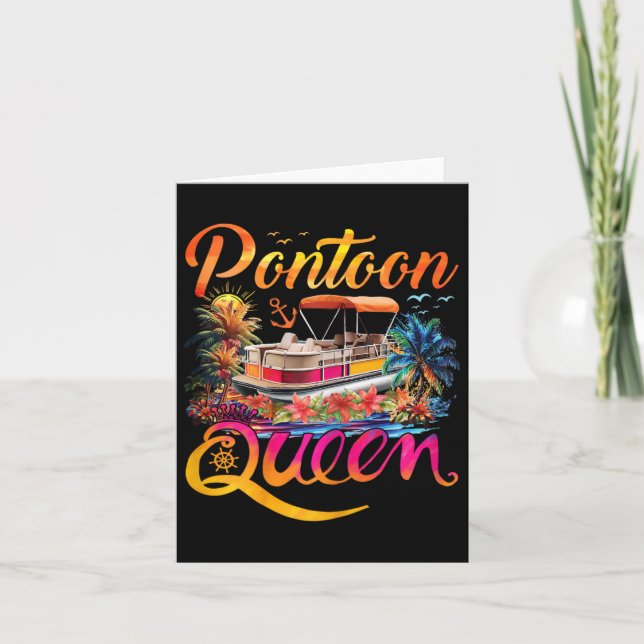Funny Pontoon Queen Girls Girls Pontooning Boat Pa Karte (Vorderseite)