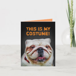 Funny Poodle als Bulldog Halloween verkleidet Karte