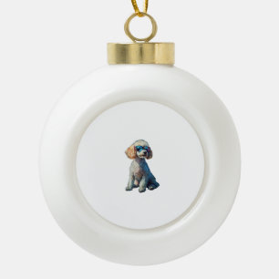 Funny Poodle Animal Lover Hunde Graphic Niedlich D Keramik Kugel-Ornament