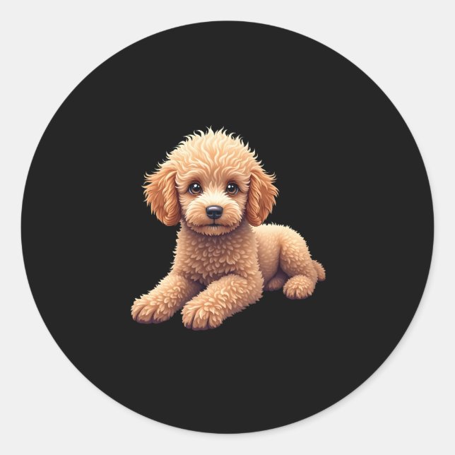 Funny Poodle Animal Lover Hunde Graphic Niedlich D Runder Aufkleber (Vorderseite)